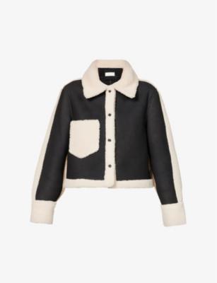 Kylie teddy-texture contrast-panel shearling jacket by ANNE VEST