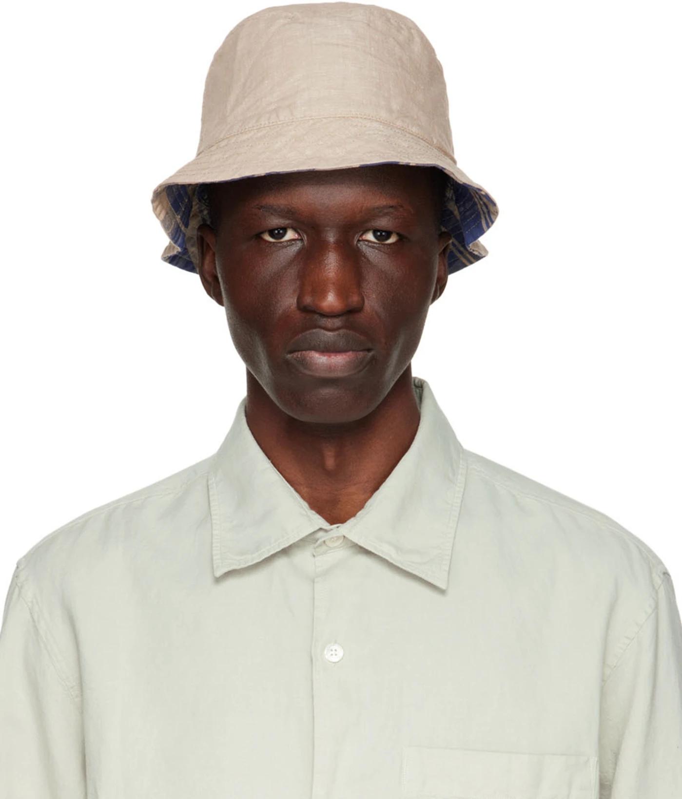 Reversible Tan & Blue Cotton Bucket Hat by ANOTHER ASPECT