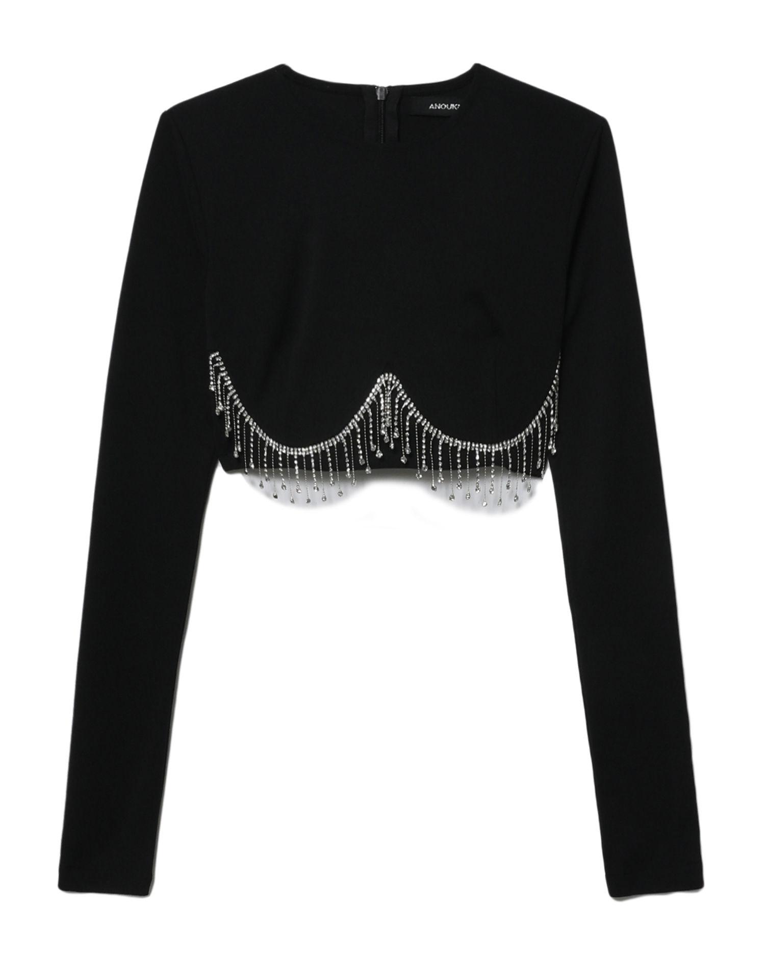 Crystal fringe crop top by ANOUKI