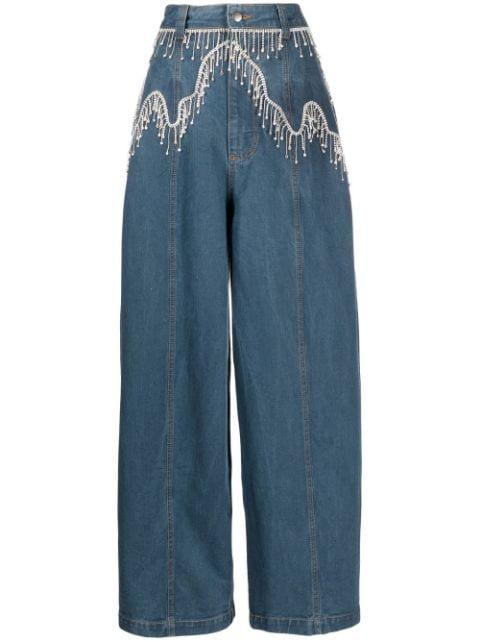 crystal-embellished denim jeans by ANOUKI