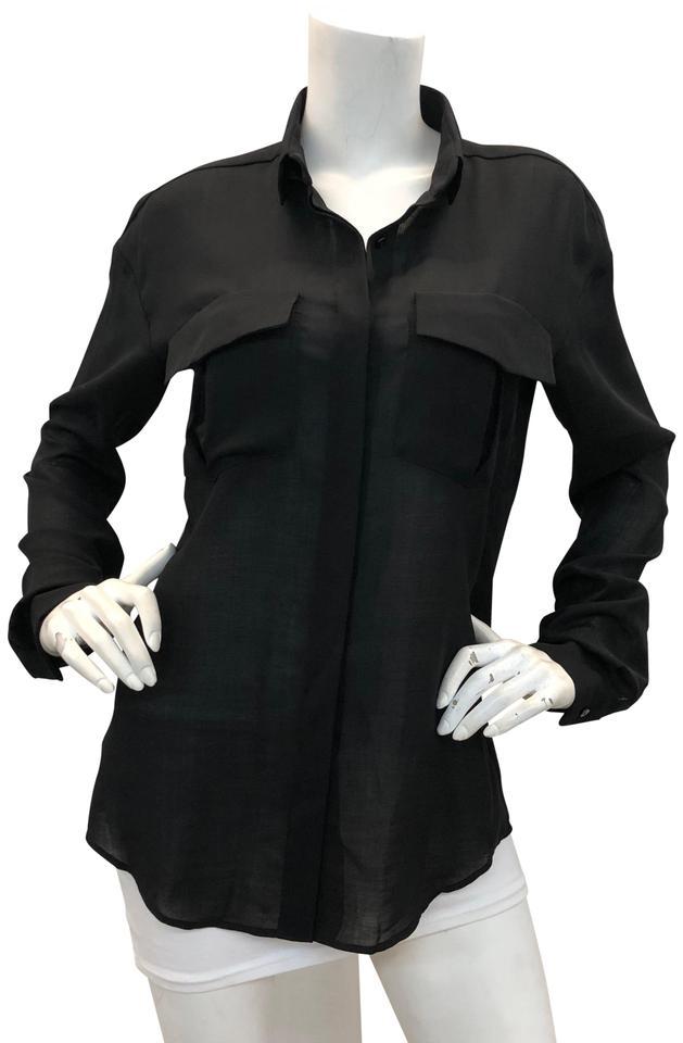 Anthony Vaccarello Black Two Pocket Large Shirt Button-down Top by ANTHONY VACCARELLO