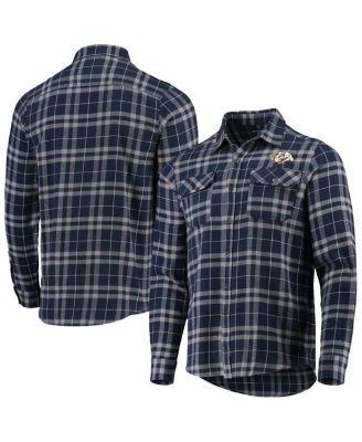Men's Navy, Gray Nashville Predators Stance Plaid Button-Up Long Sleeve Shirt by ANTIGUA