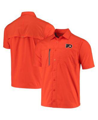 Men's Orange Philadelphia Flyers Kickoff Fishing Button-Up Shirt by ANTIGUA