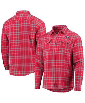Men's Red, Gray Washington Capitals Stance Plaid Button-Up Long Sleeve Shirt by ANTIGUA