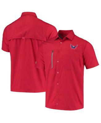 Men's Red Washington Capitals Kickoff Fishing Button-Up Shirt by ANTIGUA