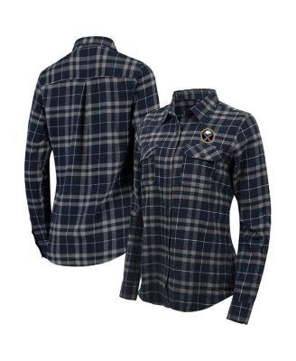 Women's Navy, Gray Buffalo Sabres Stance Plaid Button-Up Long Sleeve Shirt by ANTIGUA