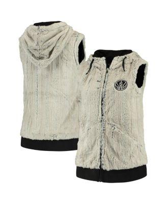 Women's Silver, Black San Antonio Spurs Rant Hooded Full-Zip Vest by ANTIGUA
