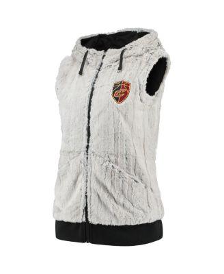 Women's Silver and Black Cleveland Cavaliers Rant Hooded Full-Zip Vest by ANTIGUA