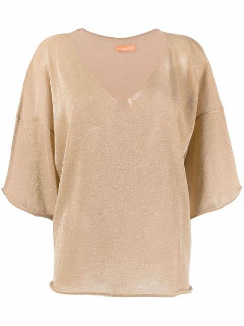 metallic short-sleeve blouse by ANTONELLA RIZZA