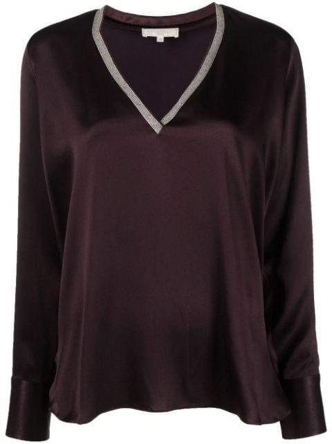 V-neck long-sleeve blouse by ANTONELLI