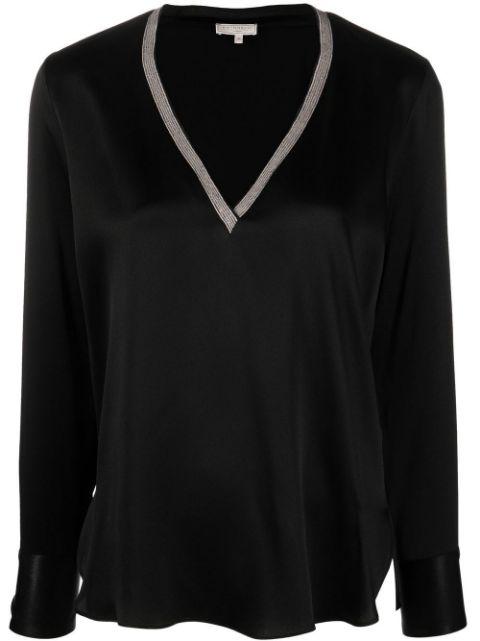 V-neck silk-blend blouse by ANTONELLI