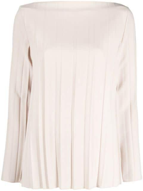 pleated boat-neck blouse by ANTONELLI