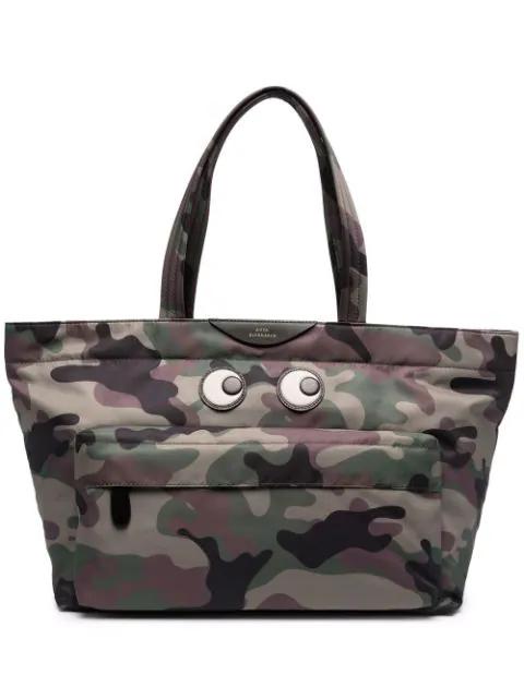 Eyes logo-patch camouflage-print tote bag by ANYA HINDMARCH
