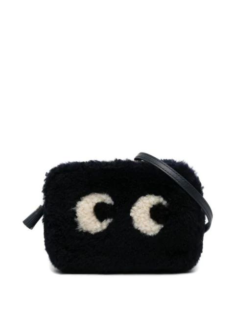Mini-Eyes faux-shearling crossbody bag by ANYA HINDMARCH