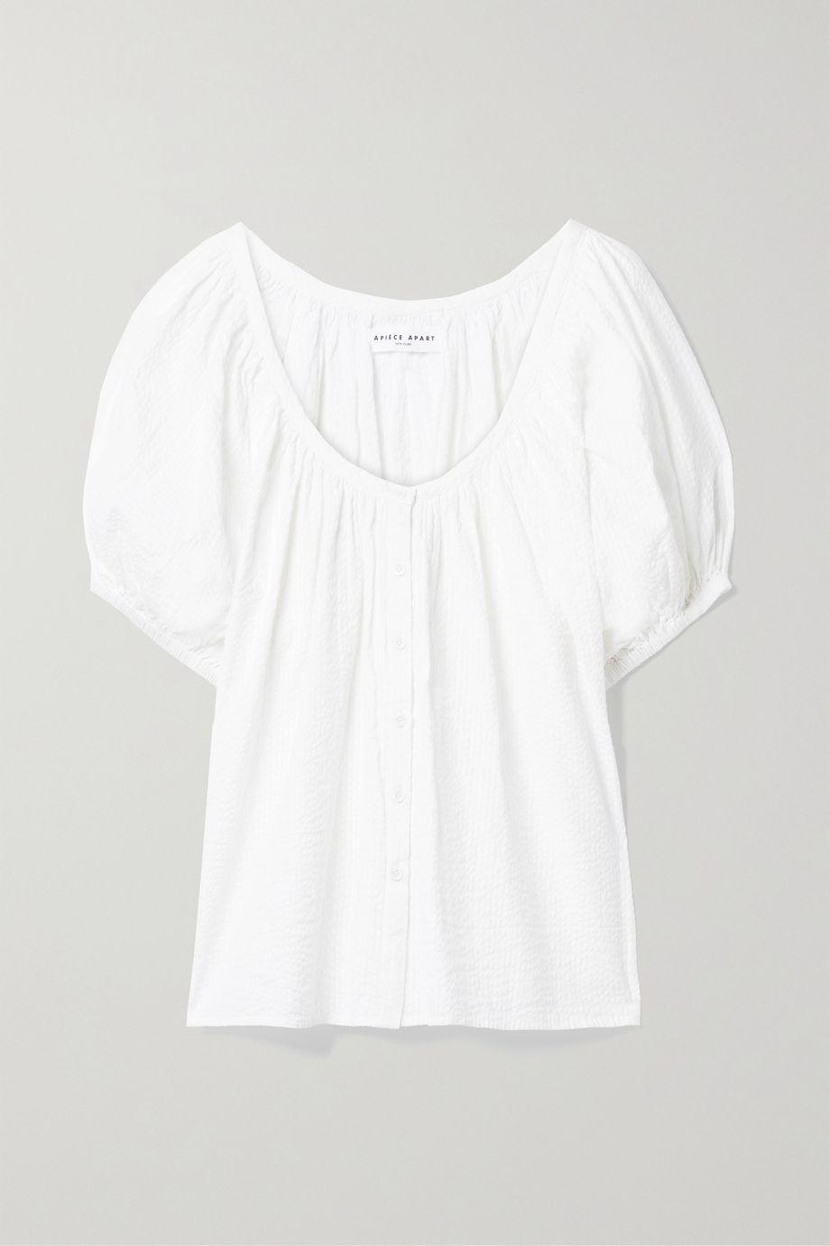 La Lidia gathered organic cotton-seersucker blouse by APIECE APART