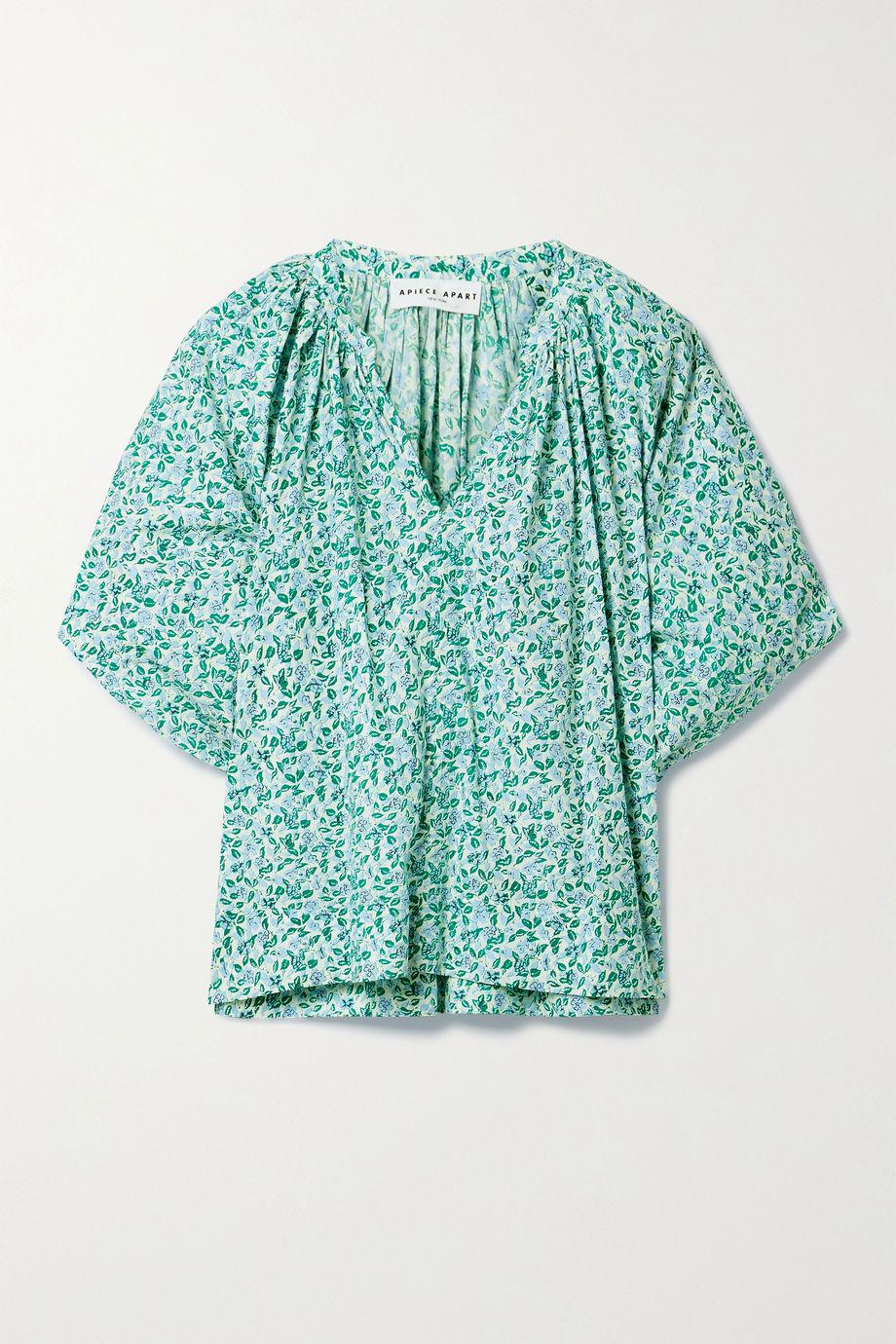 Rosa gathered floral-print organic cotton-voile blouse by APIECE APART