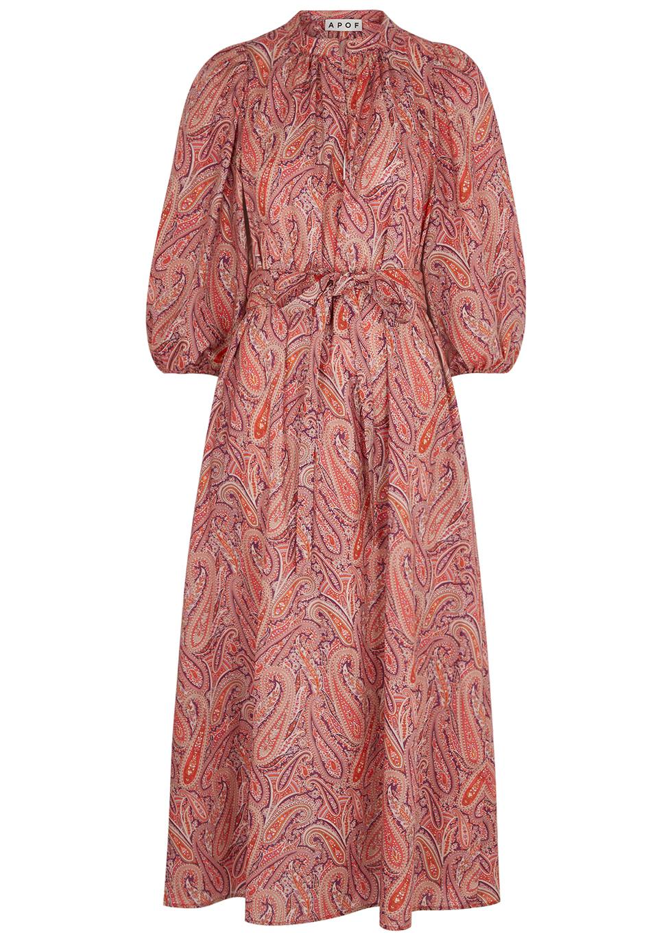 Maya paisley-print cotton midi dress by APOF