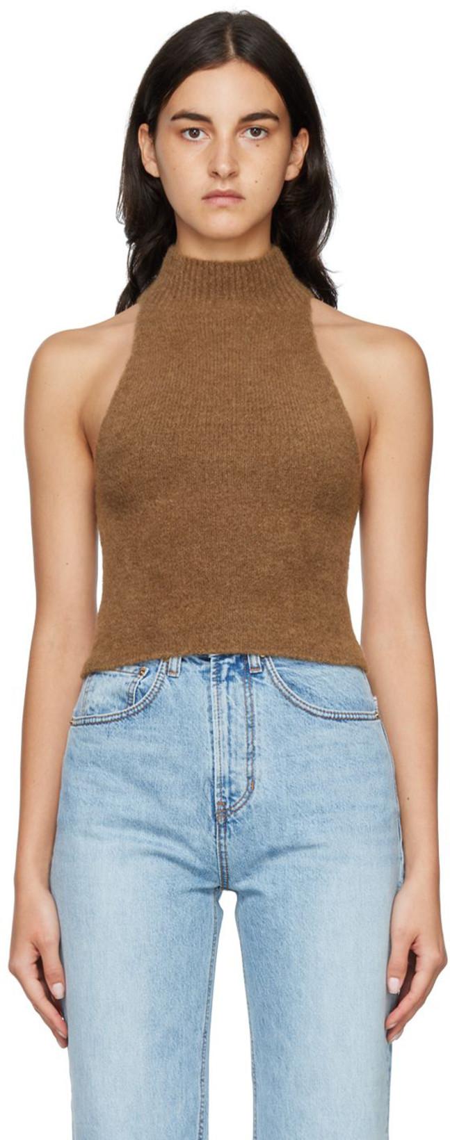 Brown Sleeveless Turtleneck by ARCH THE