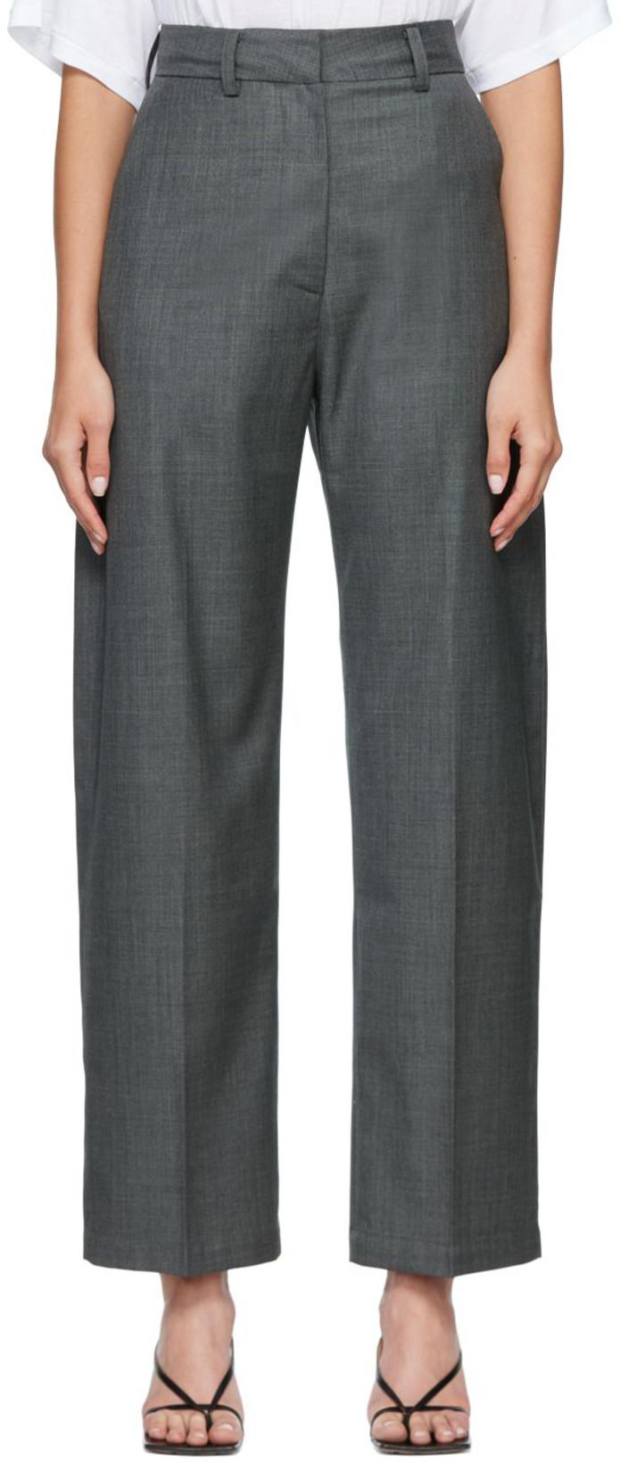Gray Wide Straight Trousers by ARCH THE