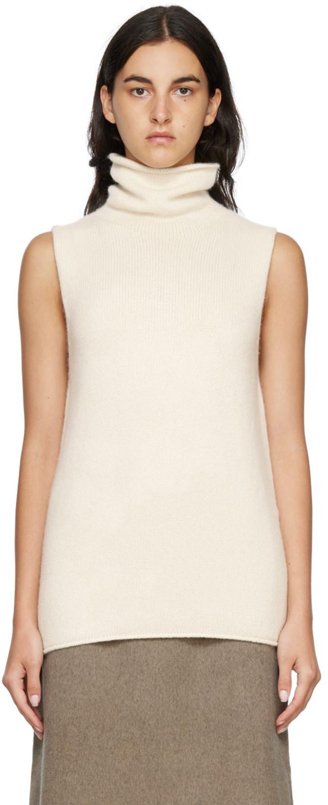 Off-White Sleeveless Turtleneck by ARCH THE
