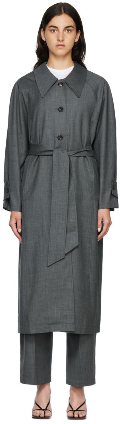 SSENSE Exclusive Gray Buttoned Trench Coat by ARCH THE
