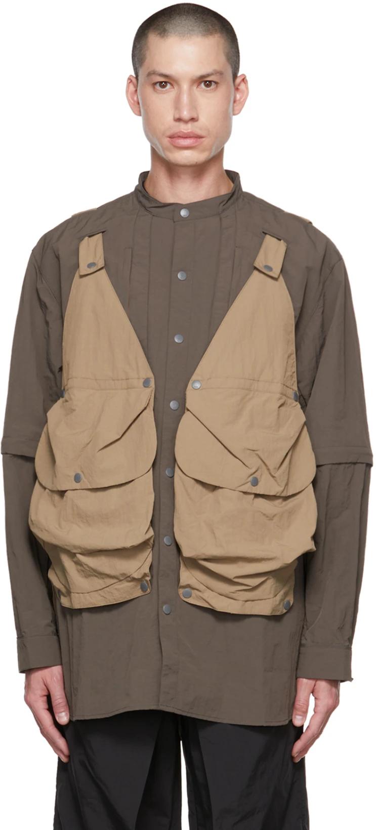 Taupe & Beige 'Vest Shirt' 1.0 Jacket by ARCHIVAL REINVENT