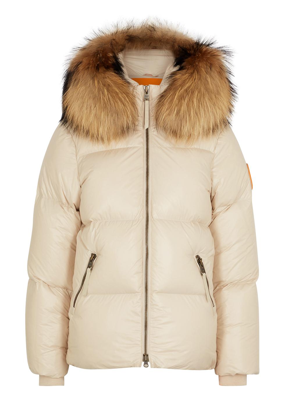 Almond fur-trimmed quilted shell jacket by ARCTIC ARMY