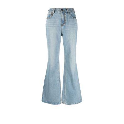 Blue 'AREA' Nameplate Bootcut Jeans by AREA