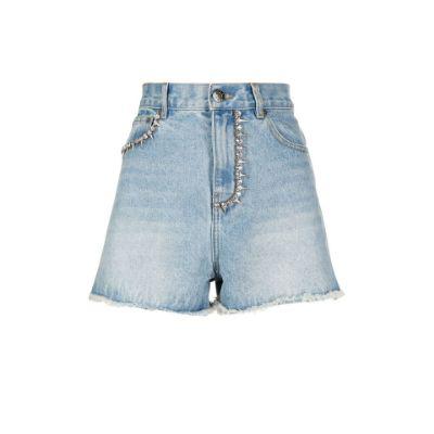 Blue Nameplate embellished cut-out shorts by AREA
