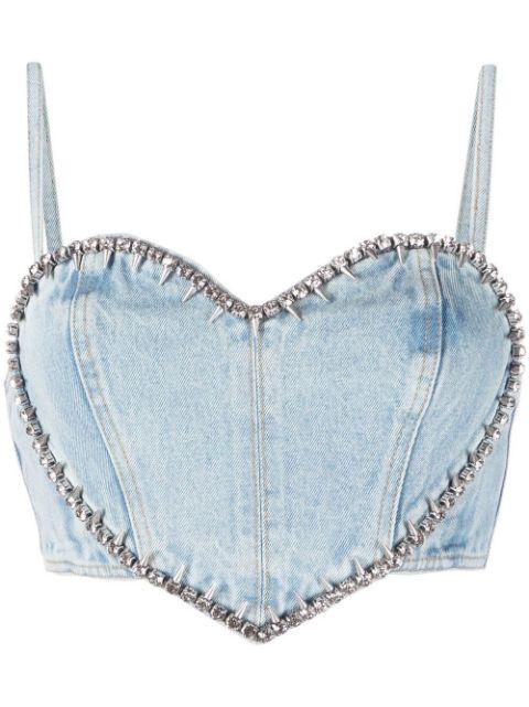 crystal-embellished crop top by AREA
