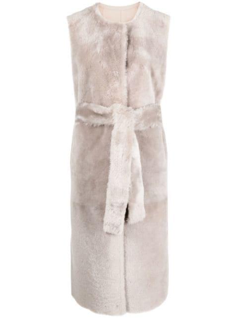 textured sleeveless belted coat by ARMA