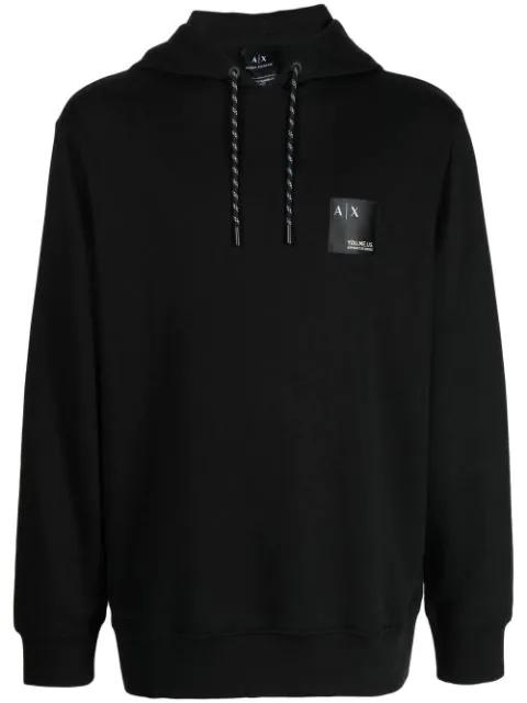 logo-patch cotton hoodie by ARMANI EXCHANGE