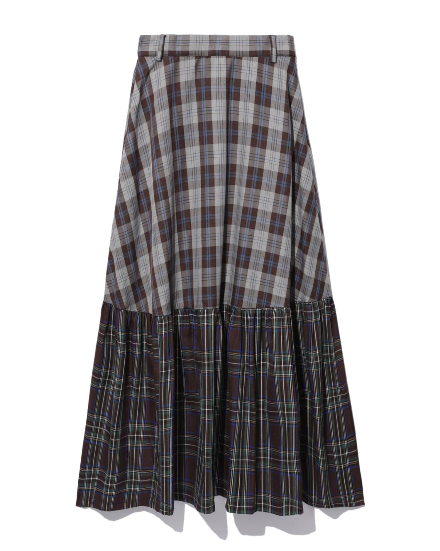 Plaid colour block skirt by AS KNOW AS PINKY