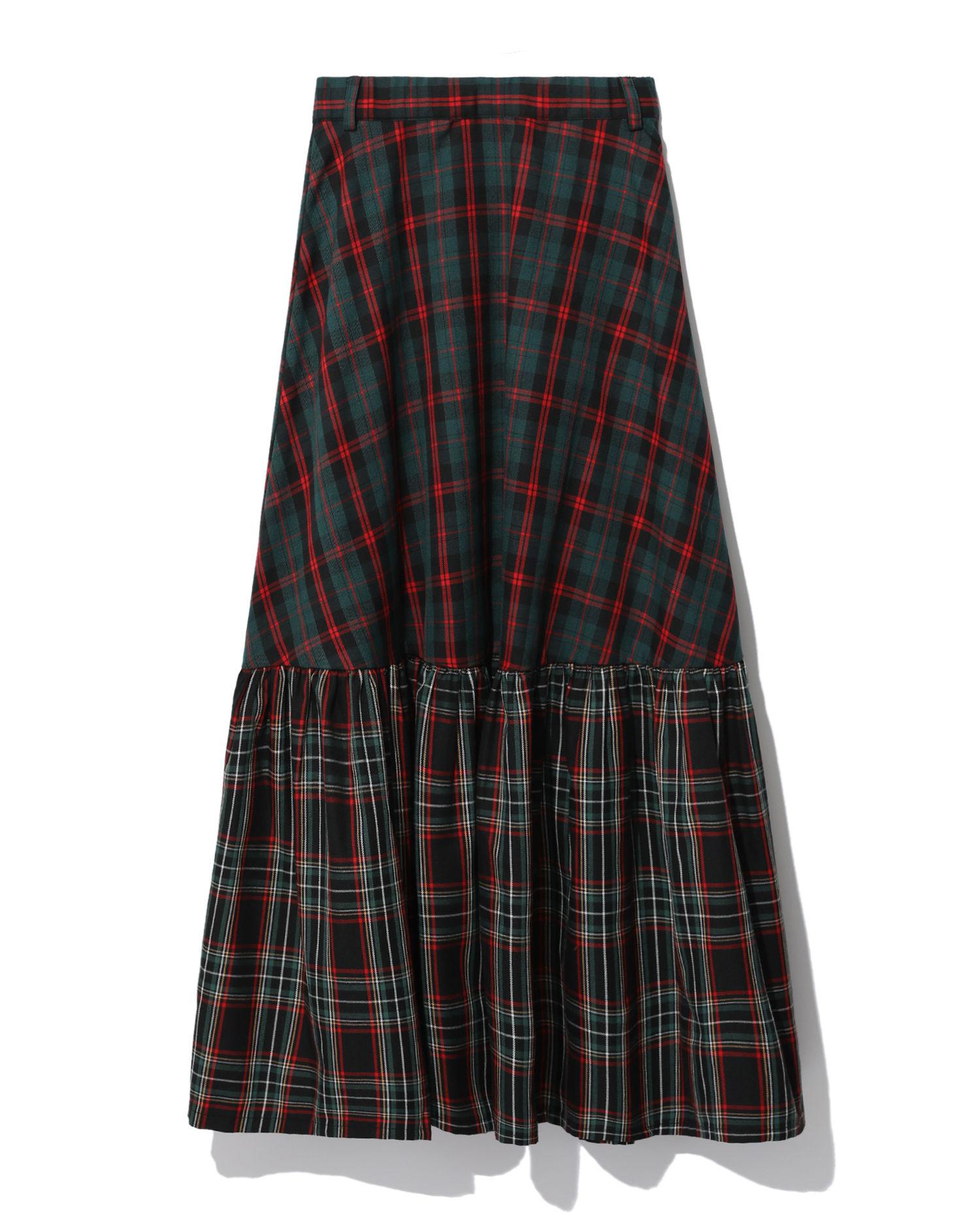 Plaid colour block skirt by AS KNOW AS PINKY