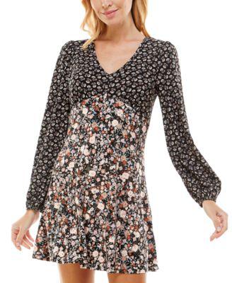 Juniors' Mixed-Print Fit & Flare Dress by AS U WISH