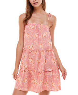 Juniors' Tiered Floral-Print Shift Dress by AS U WISH