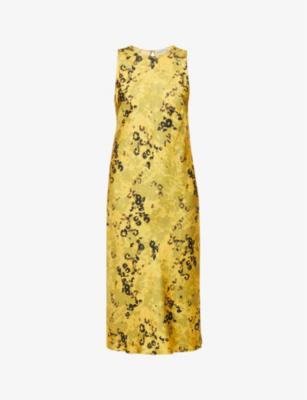 Valencia floral-pattern silk-satin midi dress by ASCENO