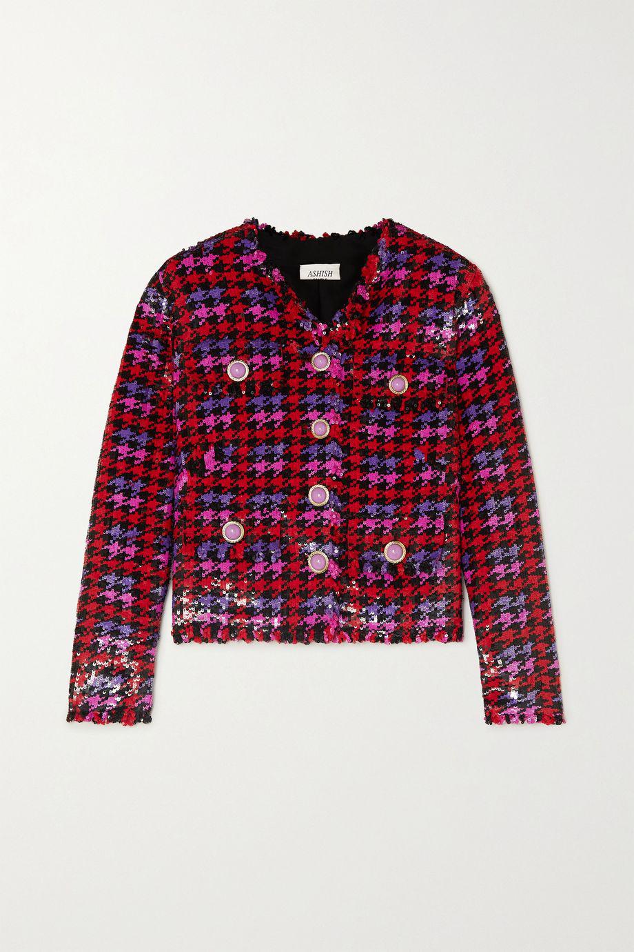 Cropped houndstooth sequined cotton jacket by ASHISH