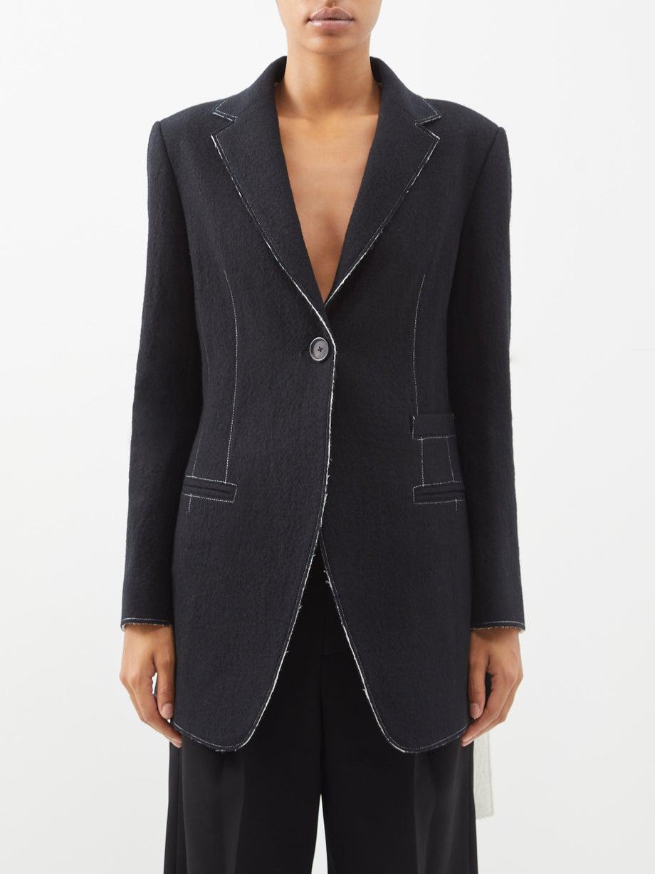 Jude raw-edge topstitched wool suit jacket by ASHLYN