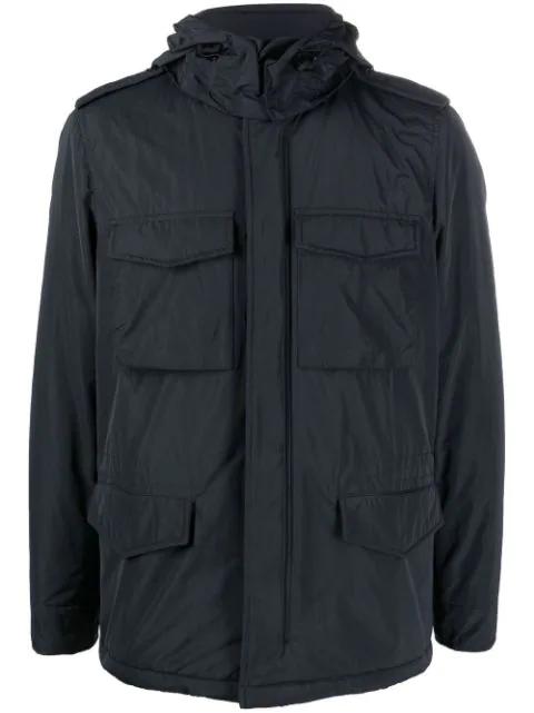 flap-pockets hoodied windbreaker jacket by ASPESI
