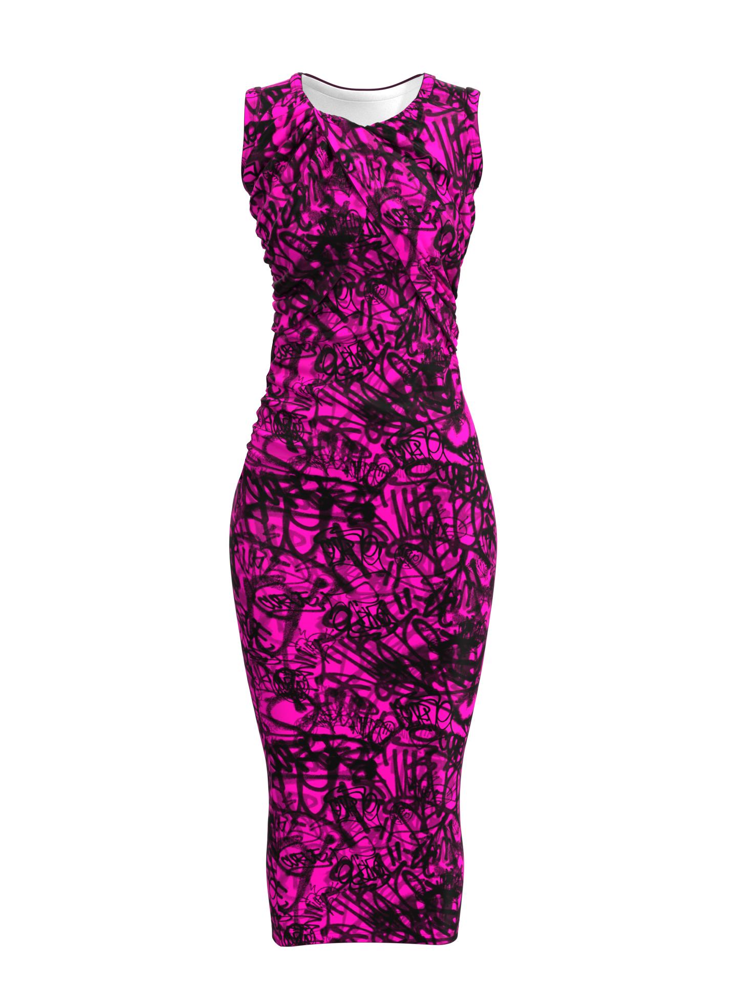 The Lily Dress - Curvazoid Magenta (Women's) by ASSEMBLY.FASHION NYFW 2021 DROP NO.01