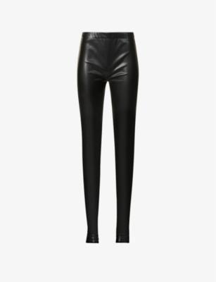Split-hem straight-leg high-rise faux-leather trousers by ATLEIN