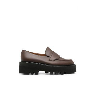 brown Pescara flatform leather loafers by ATP ATELIER