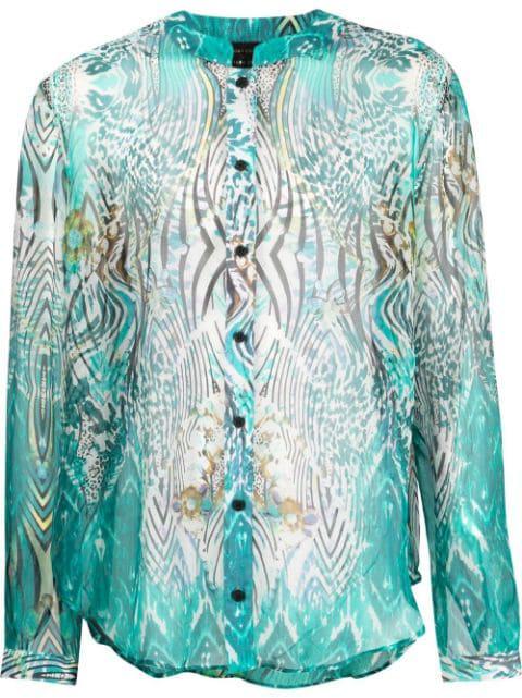 abstract-print silk shirt by ATU BODY COUTURE
