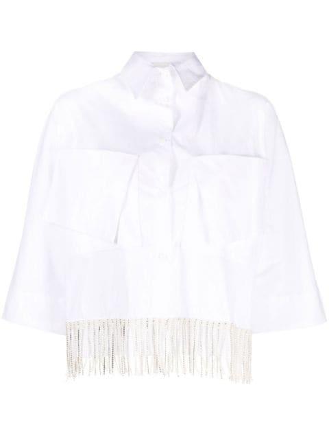 half-sleeved fringed shirt by ATU BODY COUTURE