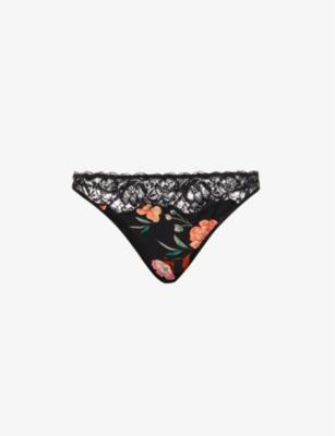 Sweet Folk lace-embroidered mid-rise stretch-woven tanga briefs by AUBADE