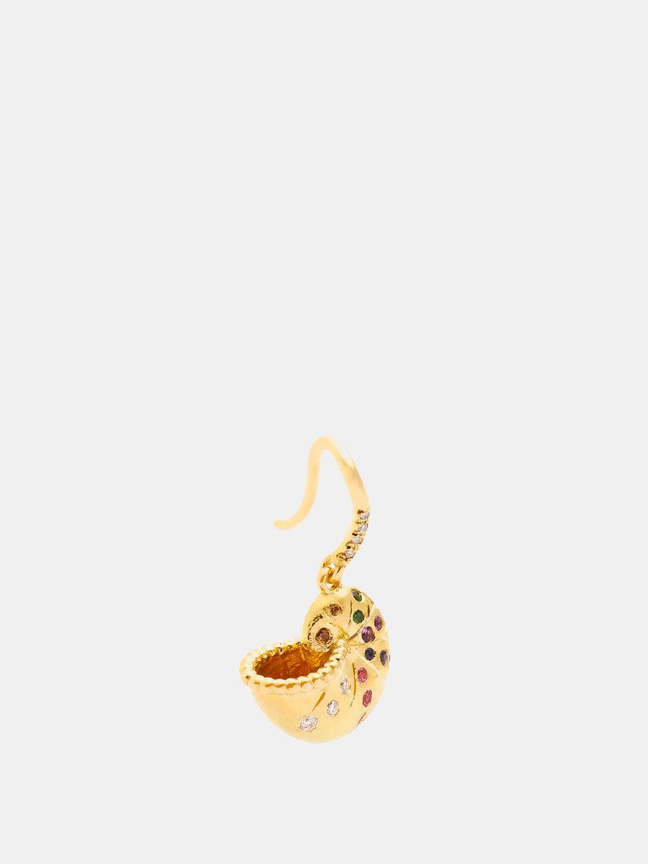 Diamond, sapphire & 18kt gold single earring by AURELIE BIDERMANN FINE JEWELLERY