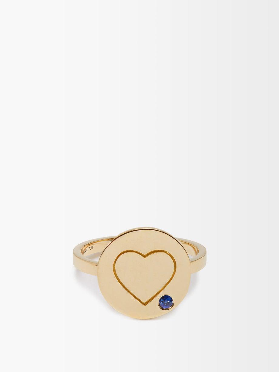 Heart sapphire & 18kt gold ring by AURELIE BIDERMANN FINE JEWELLERY
