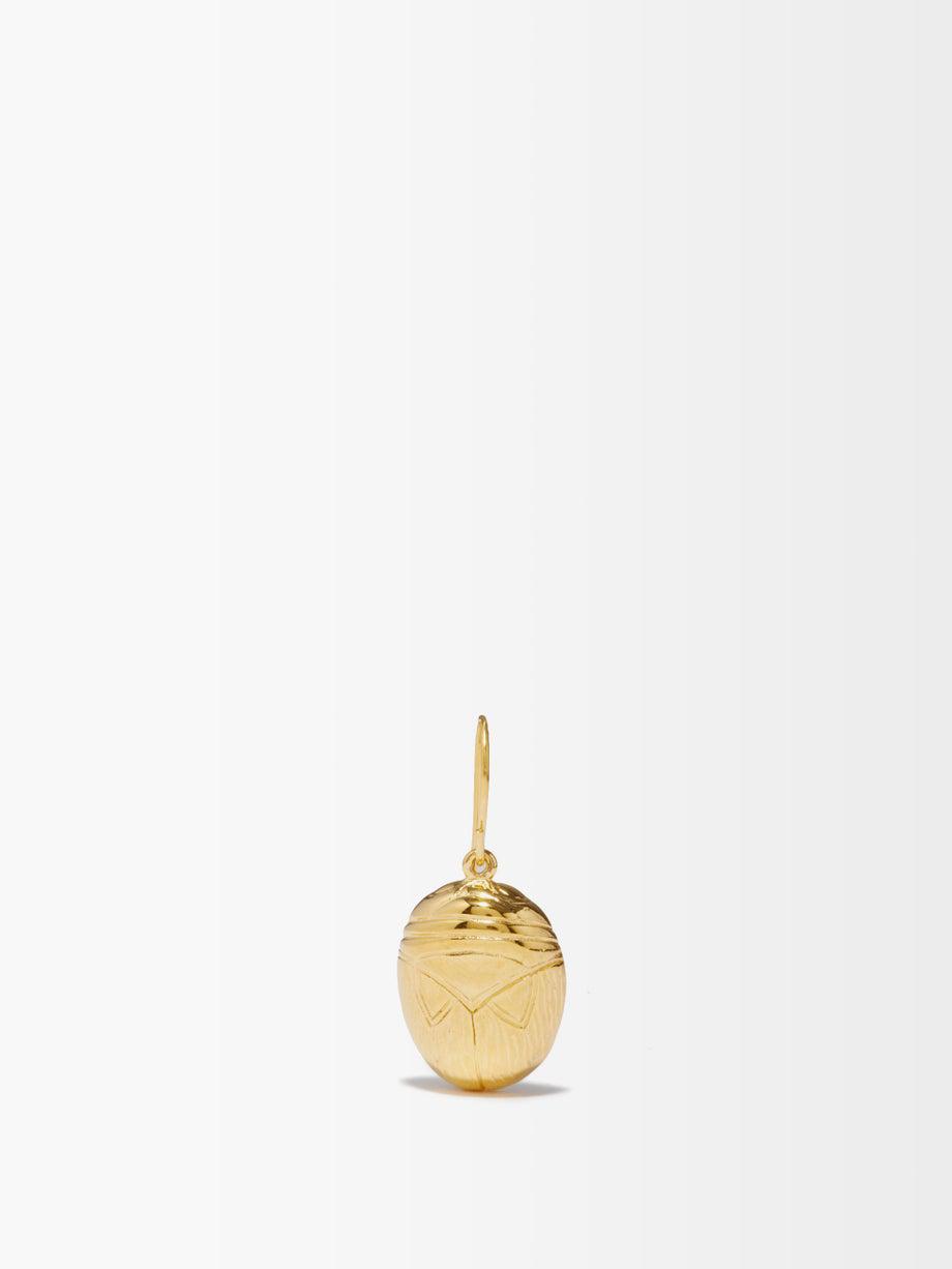 Scarab 18kt gold-plated single earring by AURELIE BIDERMANN