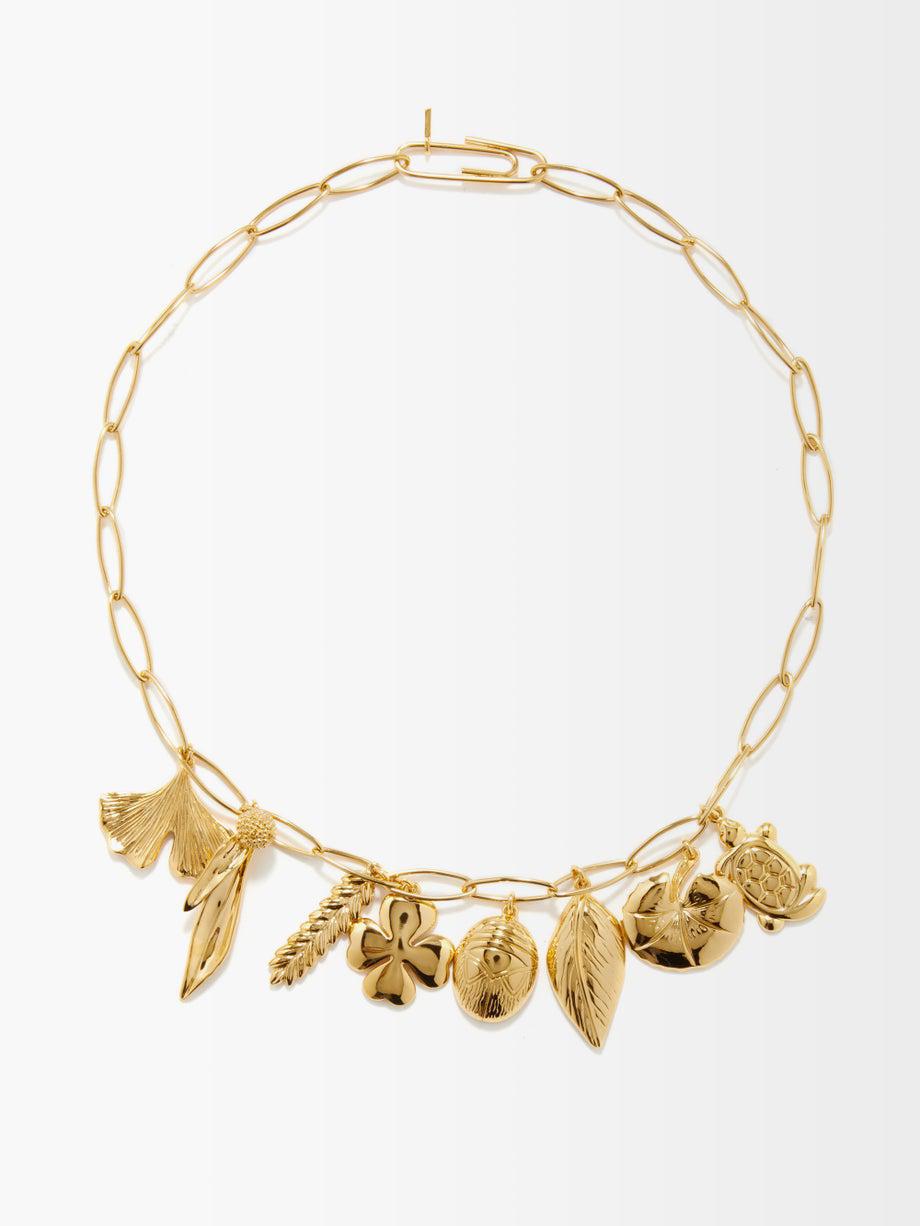 Turtle-charm & 18kt gold-dipped charm necklace by AURELIE BIDERMANN